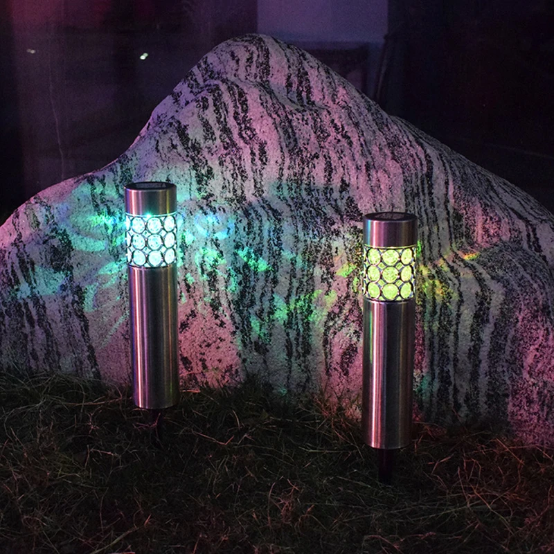 Солнечный светильник светодиодный Нержавеющая сталь красочные колонна лужайки