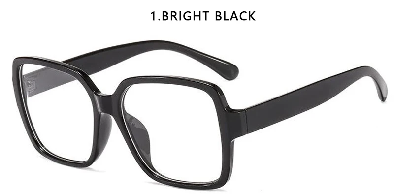 1. Bright black Европейский и американский тренд, большая коробка, плоская зеркальная черная оправа, классические ретро очки, новинка ноября, квадратные, без градусов, очки для чтения - Цвет оправы: 1. Bright black