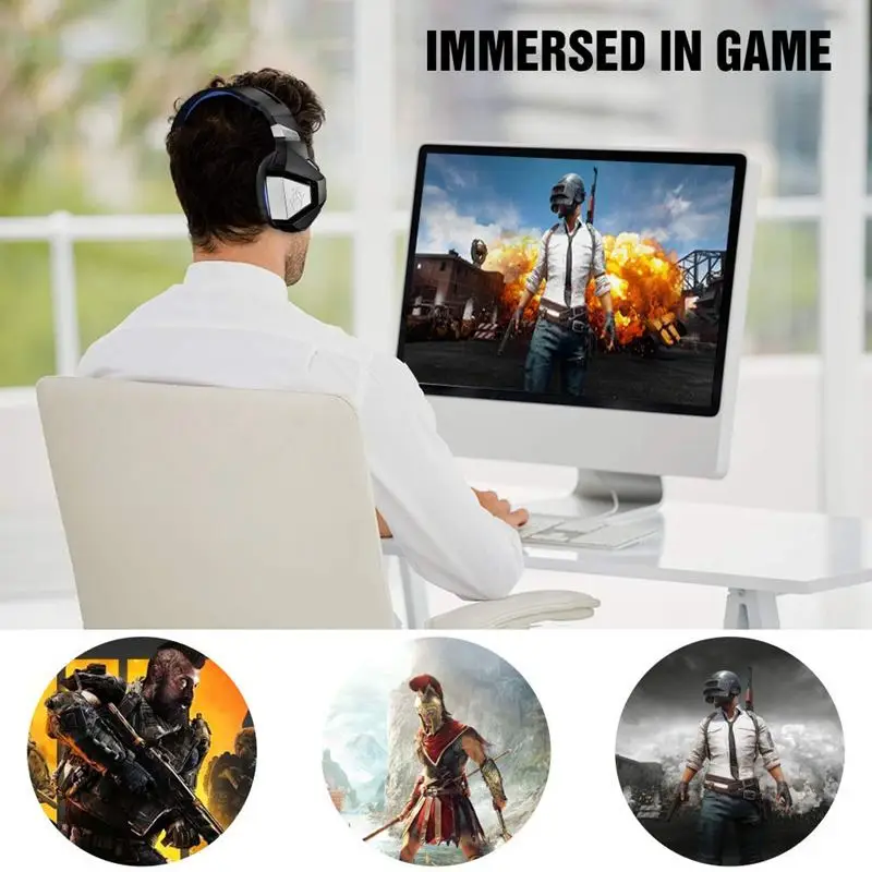 AABB-Hunterspider стерео игровая гарнитура для PS4 Xbox One, Накладные наушники с шумоизолирующим микрофоном, светодиодный светильник, регулятор громкости