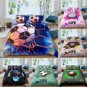 

3D Football Sport Bedding Set Duvet Cover With Pillowcase Popular Style 2/ 3 PCS Suit Queen King Size Boy Gift Bed Sets