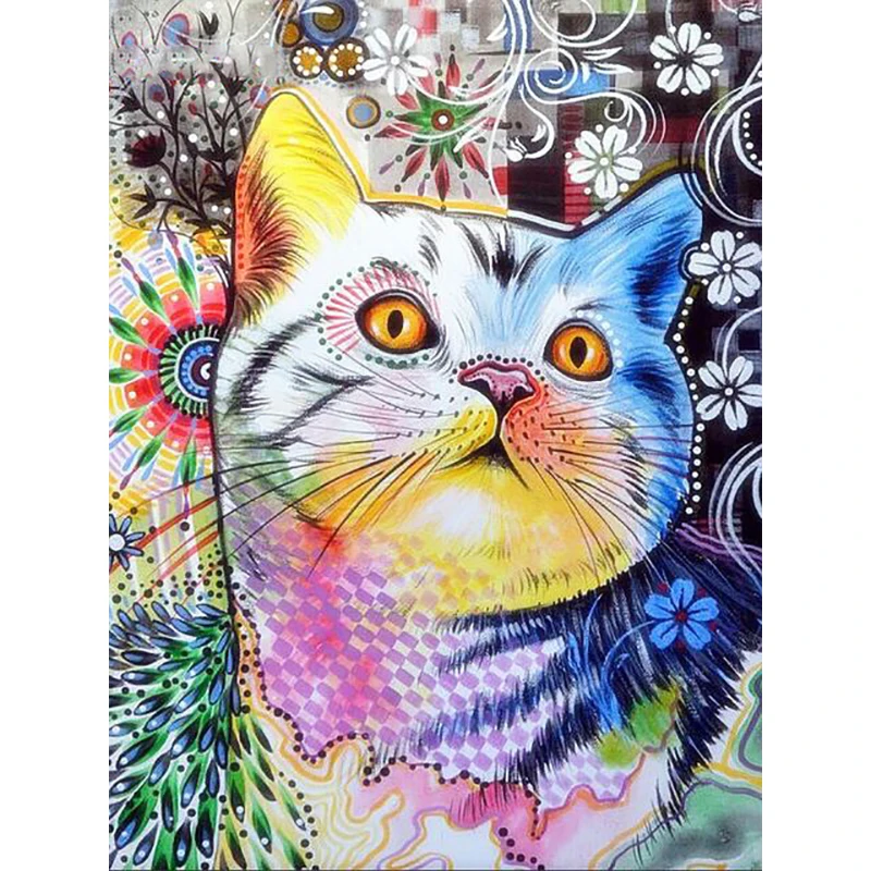 Fuyun 5D Diamond Painting Full Round Fantasy Cat Picture Of Rhinestones Embroidery Sale Mosaic Cross Stitch Home Decor | Дом и сад