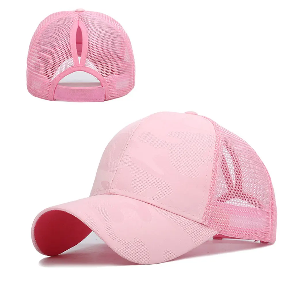 Женская Спортивная Кепка Snapback, летняя, солнцезащитная, конский хвост, сетка, модная, камуфляжная, бейсбольная кепка, для улицы, хип-хоп, легкая