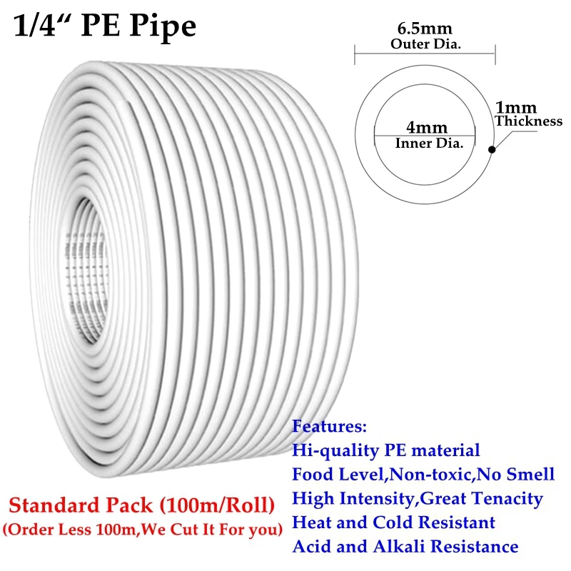 1/4" 3/8" PE Pipe Reverse Osmosis Water Pipe Food Grade Purifier High-quality Soft Tube Aquarium Flexible Hose Farm Irrigation 