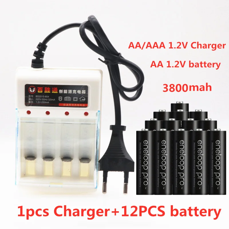 Золотой Panasonic eneloop основной аккумулятор pro AA 3800 MAH 1,2 V NI-MH камера, литий-полимерный аккумулятор+ зарядное устройство - Цвет: Золотой