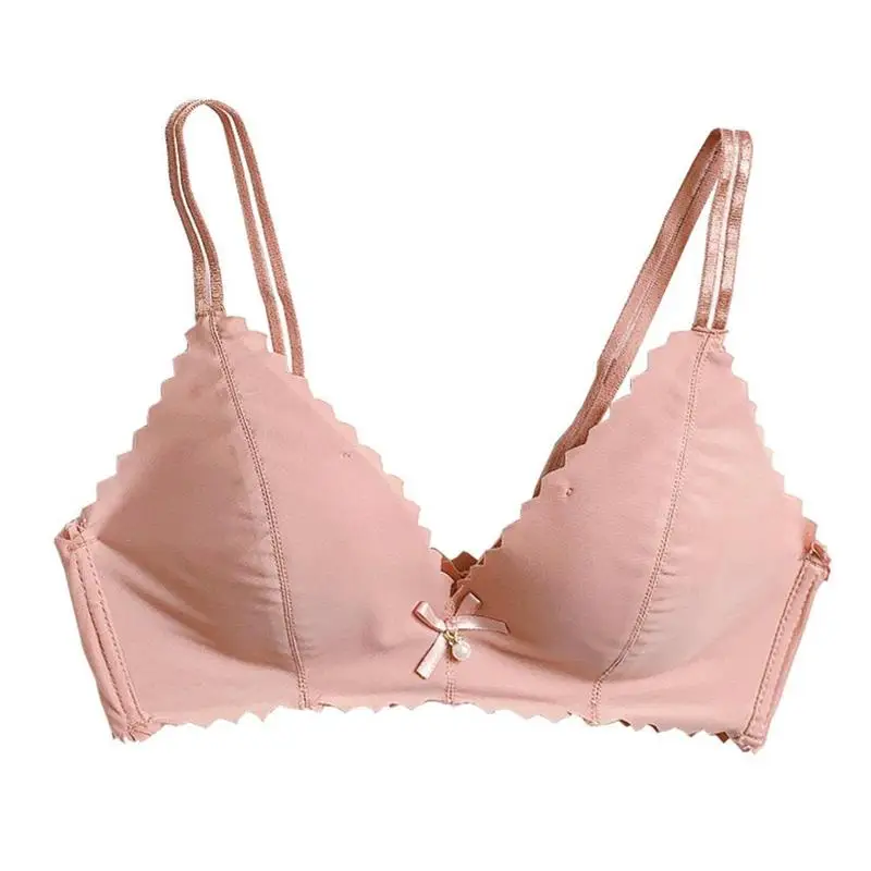 Women Sexy Bow Bra Triangle Cup Thin Breathing Female Lingerie Seamless Gather Bralette Bras For Women Plus Size Women