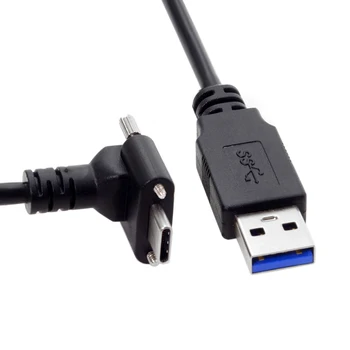 

Down Up Angled USB 3.1 Type-C Dual Screw Locking to Standard USB3.0 Data Cable 90 Degree for Camera