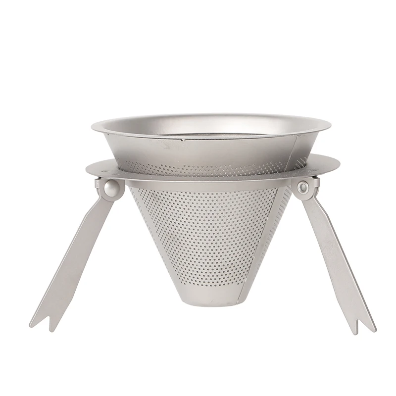 

Rover Camel Reusable Coffee Filter Pure Titanium Holder Metal Mesh Funnel Baskets Coffee Filters Dripper Drip Coffee Filter Cup