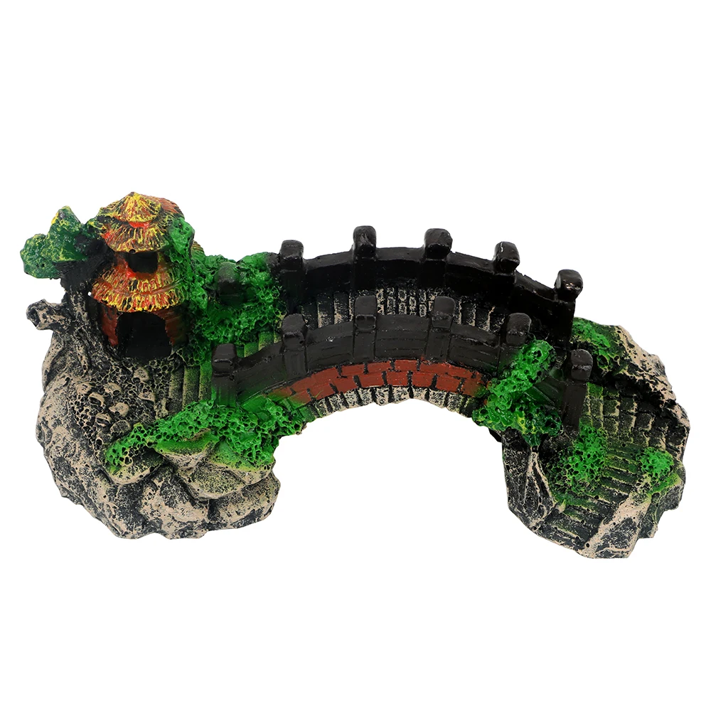 Rockery поддельный камень мост дерево для аквариума украшения с орнаментом украшение для аквариума мост, пейзаж украшения павильон