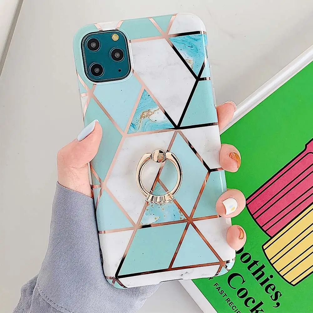 Чехол KISS мраморный чехол для телефона с кольцом на палец для iPhone 11 Pro Max Глянцевая Задняя панель для iPhone 6 6S 7 8 XS X XR Coques