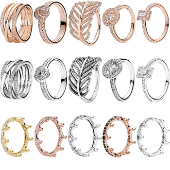 

100% 925 Sterling Silver 1: 1 Classic Crown Multilayer Ring Ladies Fashion Luxury Jewelry Wedding Party Free Shipping