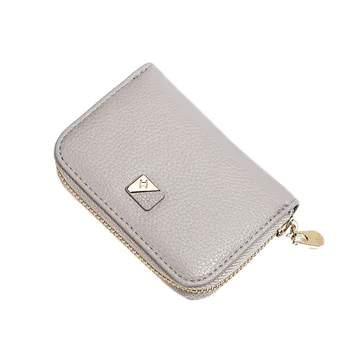 

Woman Card Bag Wallet ID Slot Card Holder Multifunctional Purse Short Small Coin Purse Delicate Zippered Card (Grey)