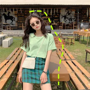 

Women Skirts Mini pleated Stitching Color Lattice High Waist Skirt Slim Temperament A Line Skirt Simple Skirt For Women