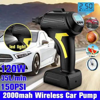 

Portable Air Compressor Cordless Tire Inflator with Digital Display, LED Lighting,Rechargeable Tire Pressure Gauge 12V/150PSI fo