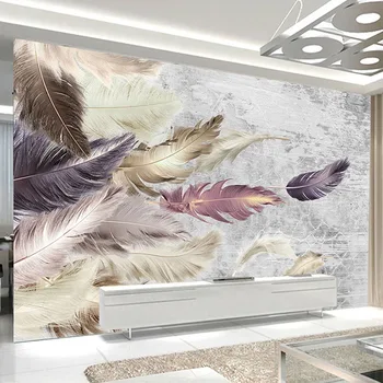 

Photo Wallpaper 3D Cement Wall Feather Murals Living Room TV Sofa Bedroom Home Decor Wall Papers Waterproof Canvas 3D Stickers