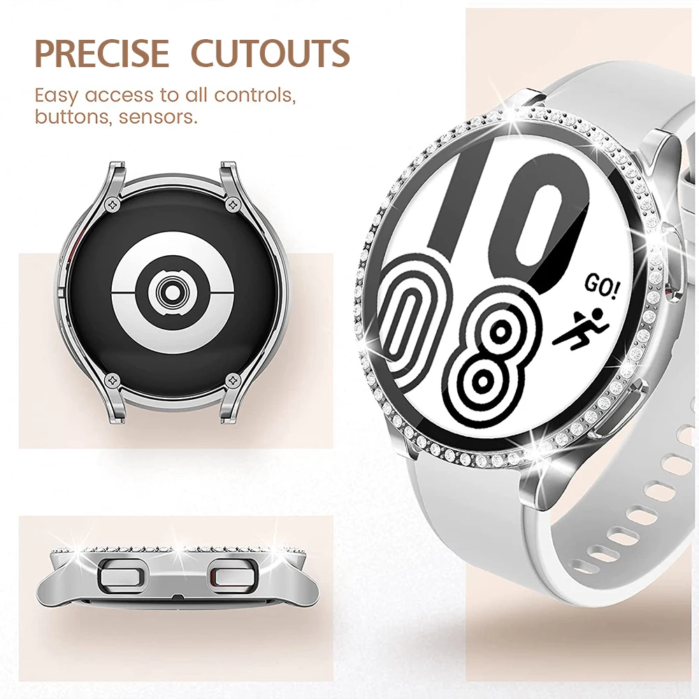 Screen Protector Case For Samsung Galaxy Watch 4, Shock-Proof Bumper Crystal Diamond Full Cover for Galaxy Watch 4 40MM 44MM
