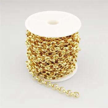 

5meters 1roll/lot multi shapes plating gold rosary chains,Hot selling with gold wire coiled rosary chain