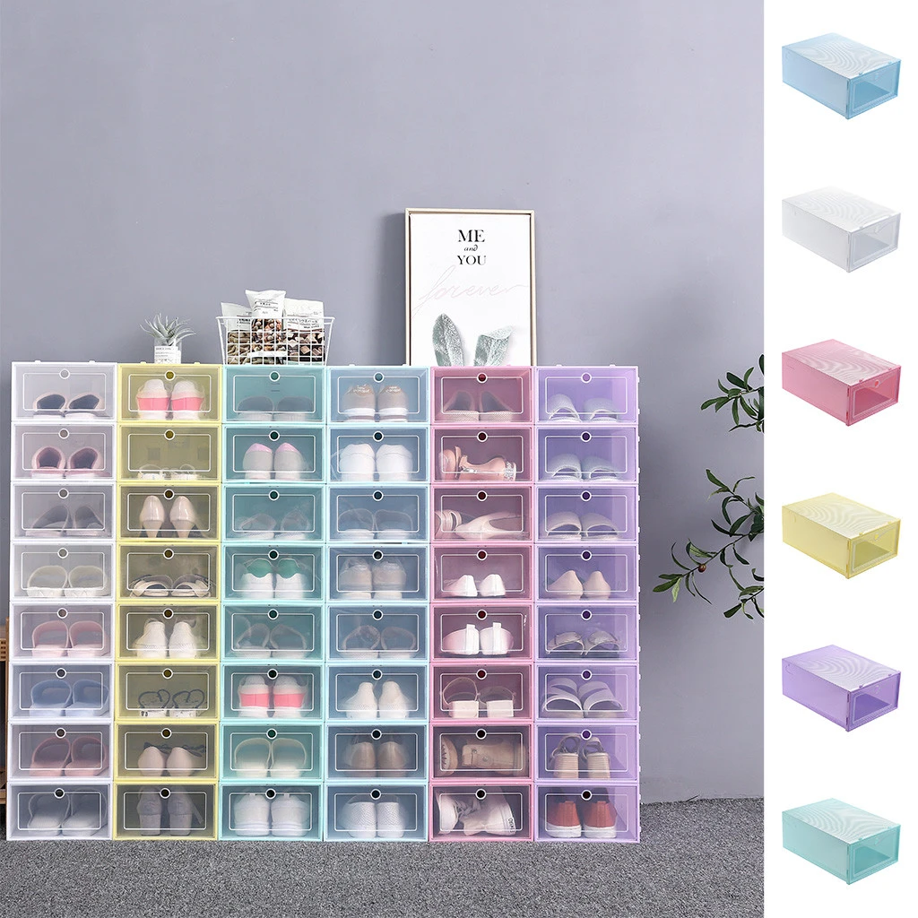 Organizador de plegable, cajón almacenamiento calzado de plástico transparente, caja rectangular de PP, organizador zapatos engrosados, 1 ud.|Cajas y recipientes de almacenamiento| - AliExpress