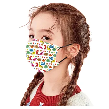 

1/5/10 PC Children's Face Masks Washable Washable Mask Cartoon Dinasour Printed Mask Adjustable and Breathable Mask Mascarilla