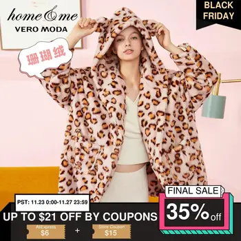 

Vero Moda Women's Leopard Coral Velvet Homewear Coat Bathrobe | 319409504