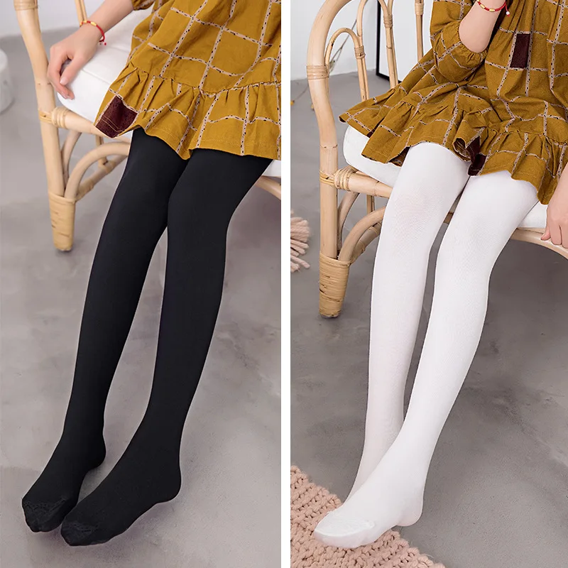 

Korean-style Spring New Style Toe Lace Reinforced Panty-hose for Kids Solid Color Vertical Striped Big Boy Dance White Socks