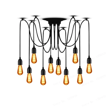 

LED Retro Vintage Edison Bulb Light Chandelier Spider LOFT White/Black Lustr Adjustable Edison Bulb Lamp E27 Ceiling luminaire