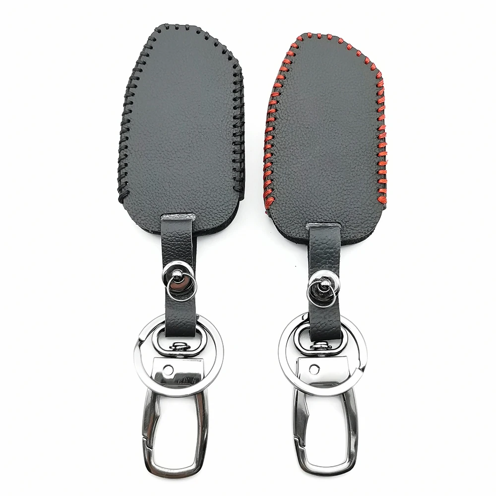 DXL4950 Real Leather Key Case Keychain Cover Bag Pandora DXL 4950 DX-90BT DX-91 Two Way Russian Version Car Alarm LCD Remote