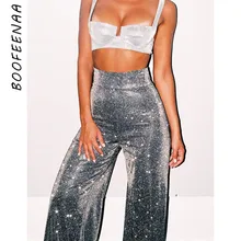 high waisted glitter trousers
