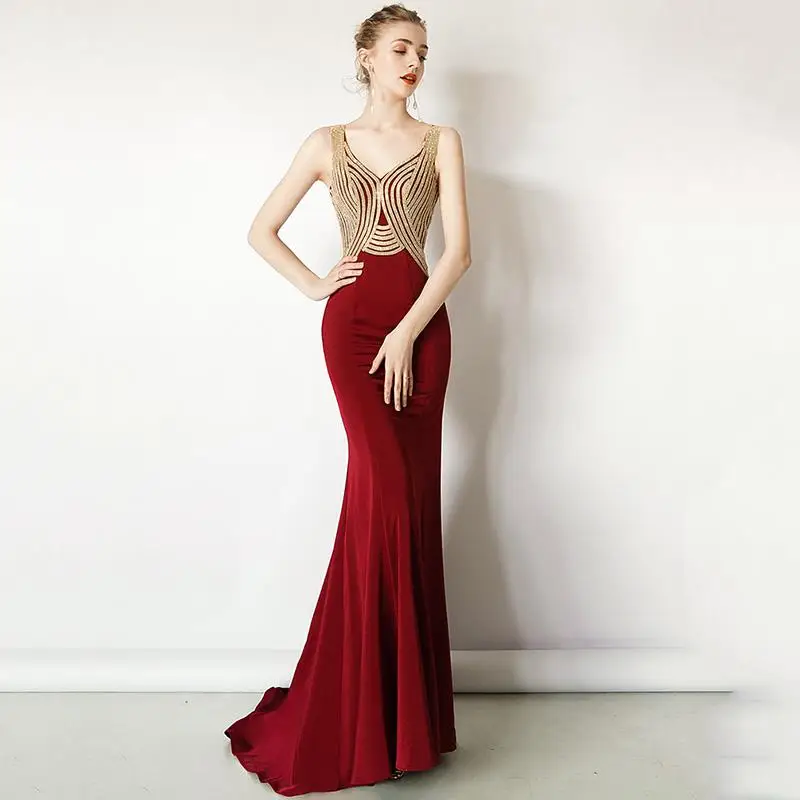 Роскошные бусины вечернее со шлейфом вечерние платья леди Qipao Сексуальный Тонкий Оболочка Русалка Формальное вечернее платье выдалбливают Черное Платье Макси - Цвет: Style 11