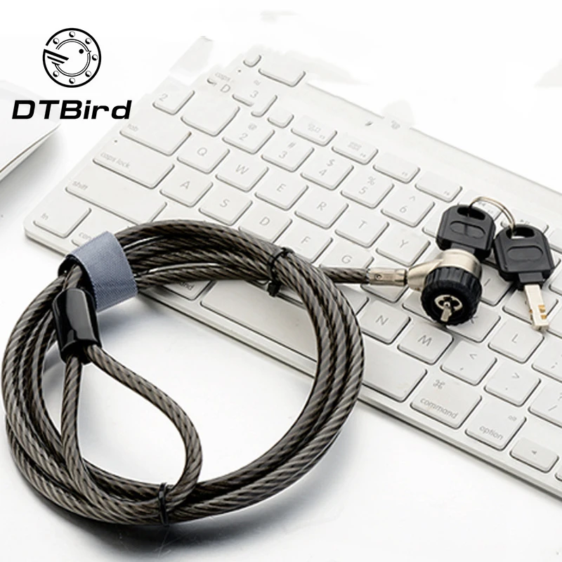 

1PC Super Coarse 6mm Steel Cable Head Key Type Anti-theft Lock Laptop Lock Laptop Lock Most Computers Are Universal High Quality