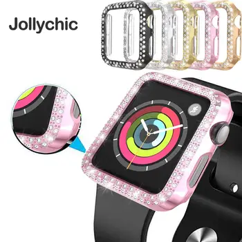 

Double Diamond watch case for apple watch 5 4 3 2 case 38mm 42mm 40mm 44mm band PC Screen Protector cover for iWatch Series 5 4