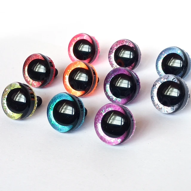 20pcs New Color 3D safety toy eyes +glitter Nonwovens+ washer--size & color option 3