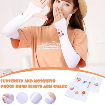 

2pcs Arm Sleeves Ice Silk Sunscreen Sleeves Long Gloves Sun Uv Protection Hand Protector Cover Outdoor Arm Warmer Half Finger
