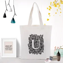 Холщовая Сумка с буквенным принтом на заказ текстовый логотип DIY экологический многоразовый сумка для ежедневного использования художественный Алфавит сумка для покупок