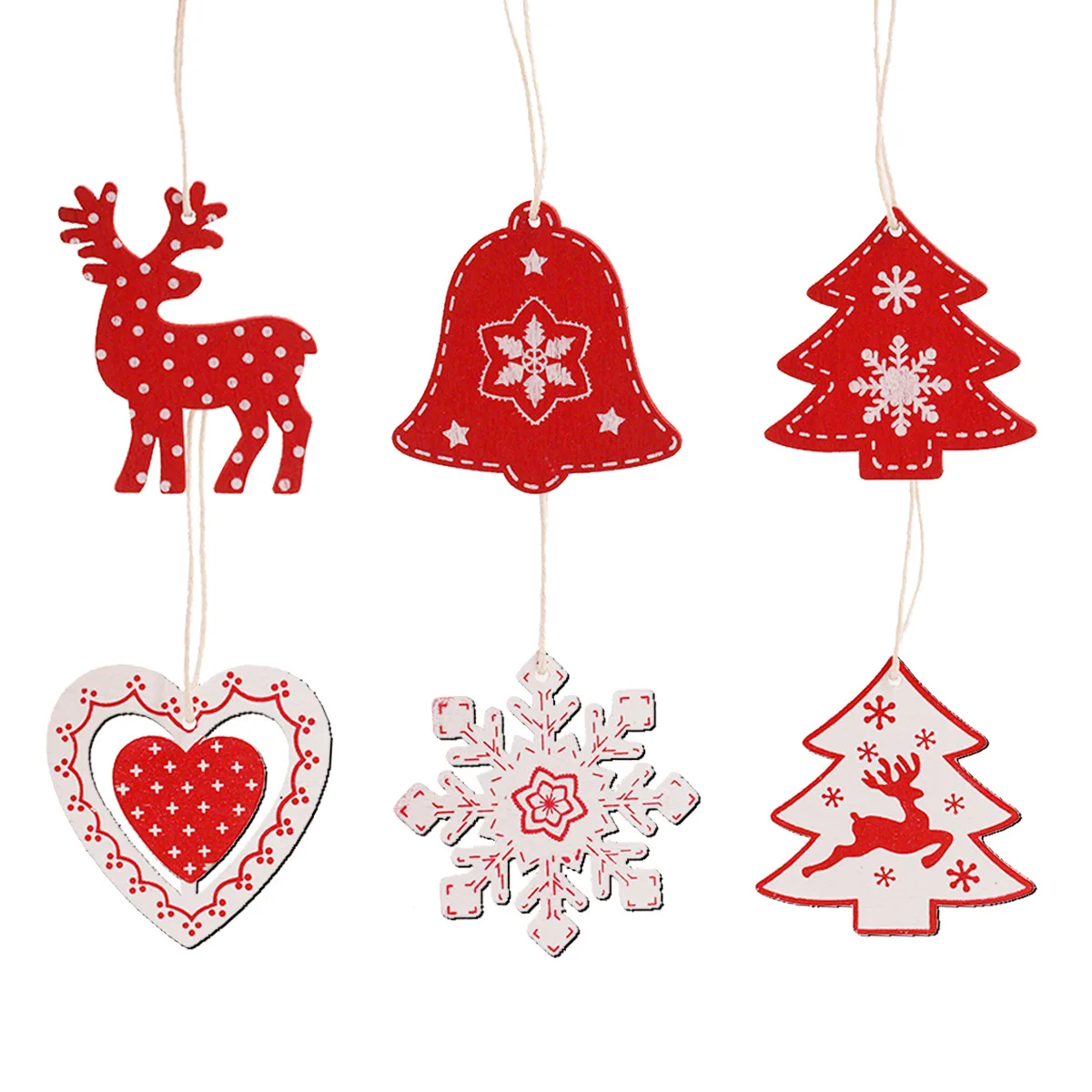 

10pcs Wood Craft New Year Decoration Christmas Pendant Ornaments for Car Tree Home 2019 2020 Gifts