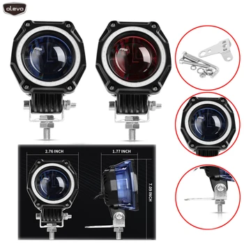 

2PCS LED Work Light Round LED Angel Eyes Light Bar 3 Inch 35W 12V Motorcycle Offroad Car Accessories Off Road LED Headlights