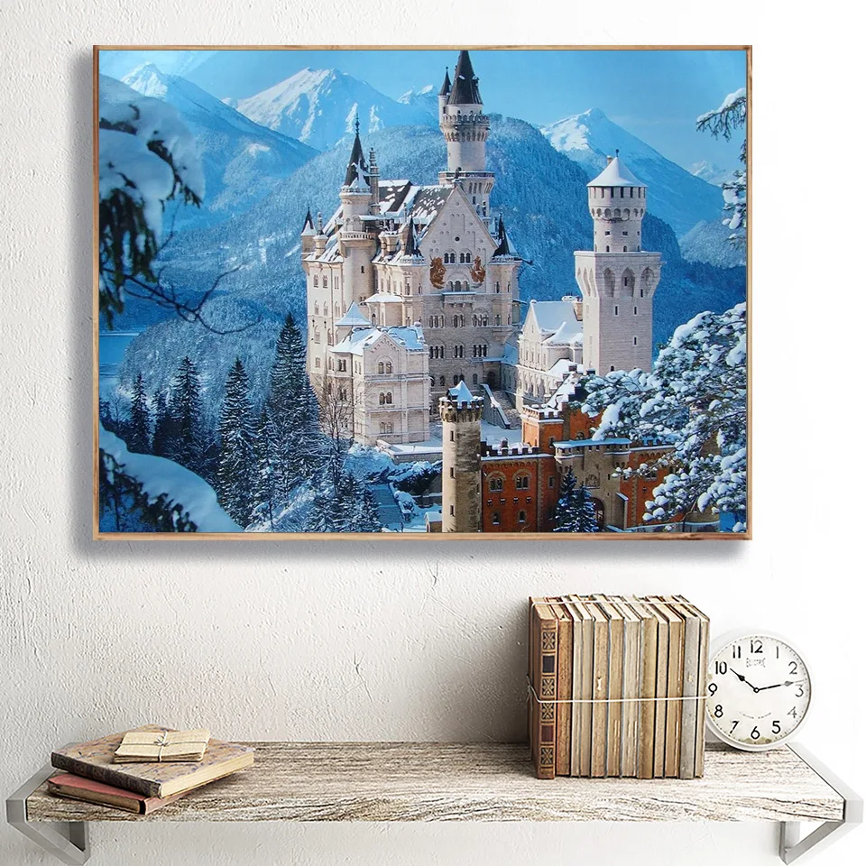 

Full Square Diamond Embroidery 5D DIY Diamond Painting Snow Mountain Cross stitch Mosaic Picture of Rhinestones Decor