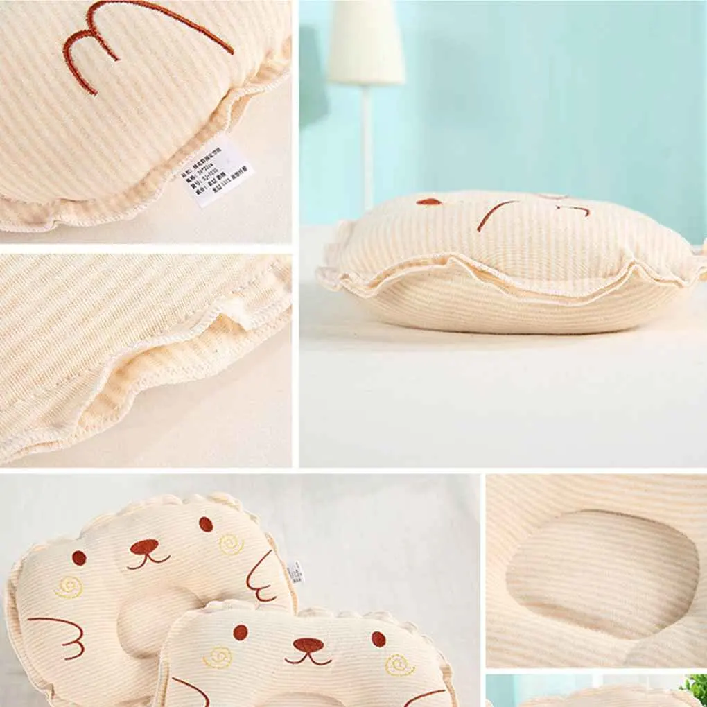 Newborn Pillow Color Cotton Round Pillow Baby Pillow Anti-Skeleton Shaped Pillow Cotton Baby Stripe Embroidered Shape Pillow