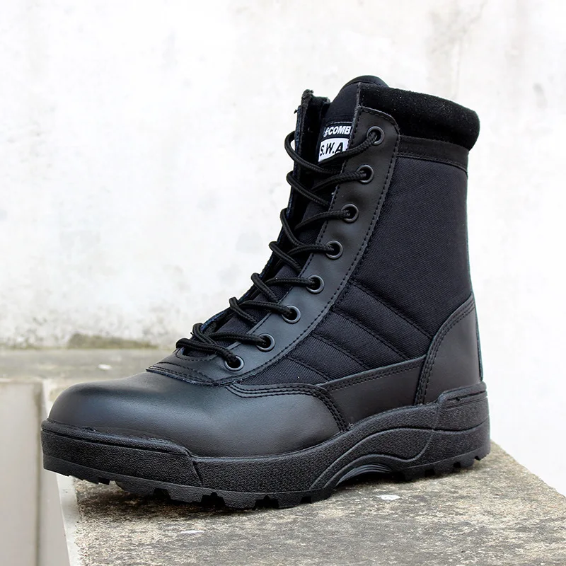 Мужские тактические военные ботинки для пустыни мужские рабочие спортивные туфли Zapatos De Mujer армейские ботинки Zapatos армейские ботинки на шнуровке размер 46 - Цвет: Черный