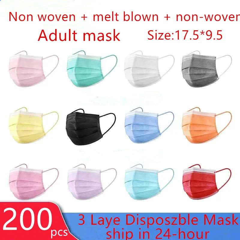 Mascarilla desechable no tejida de 3 capas para adultos, máscara transpirable con banda para la oreja, 18 horas de protección