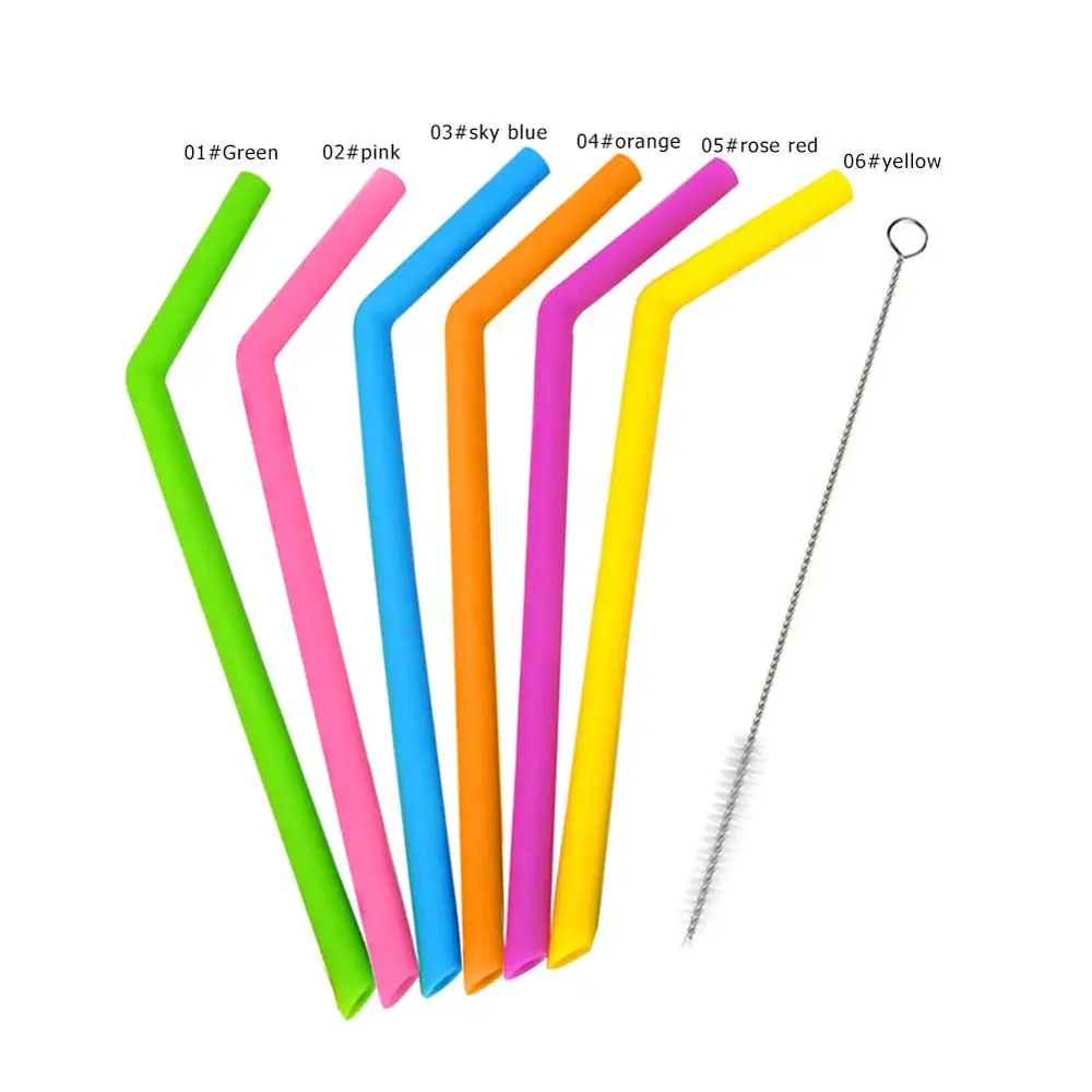 

5/2/1pcs Silicone Drinking Straw Reusable Food Grade Soft Straws Set Water Bottle Accessories Eco Kids Party Supplies Removable