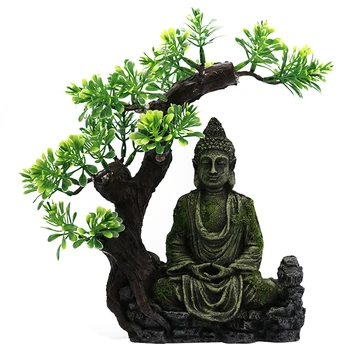 

Buddha Statue Resin Underwater Landscape Ancient Aquarium Decoration FengShui Office Desktop Hideout Ornament Sitting Fish Tank
