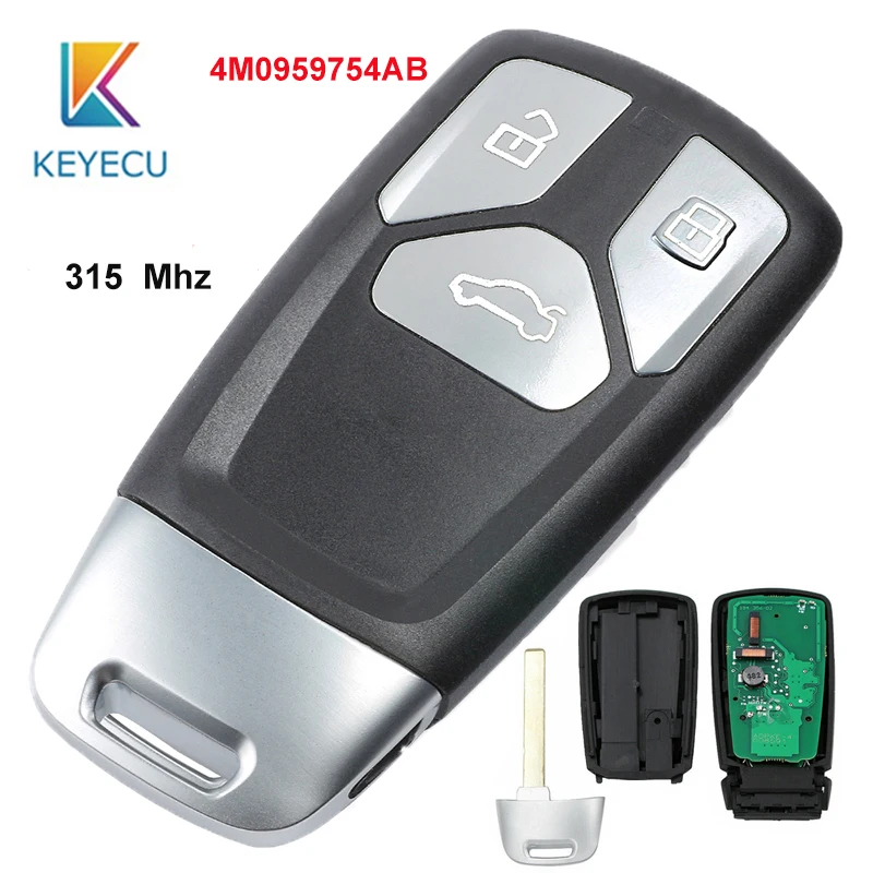 KEYECU 315 МГц 4M0959754AB 3 кнопки Замена умный дистанционный ключ-брелок от машины для Audi A4 A5 TT Q5 Q7 SQ5
