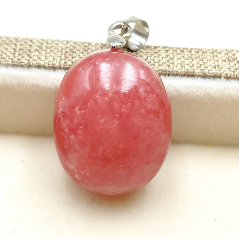 

Natural Ice Red Rhodochrosite Necklace Pendant Water Drop Oval Shape Argentina Women Men For Love Reiki Gift 20x17x11mm AAAAA