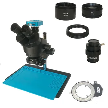 

Russian free shipping 3.5X-90X Trinocular Stereo microscope 38MP HDMI digital microscopio Camera 0.5X Objective lens pcb repair