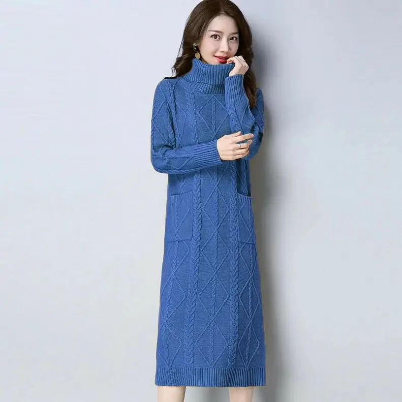 blue Весна/осень, женские свитера, компьютерная вязка, свитшоты, пуловеры для женщин, высокая эластичность, одежда с высоким воротом, х-длинные свитера для беременных - Цвет: blue