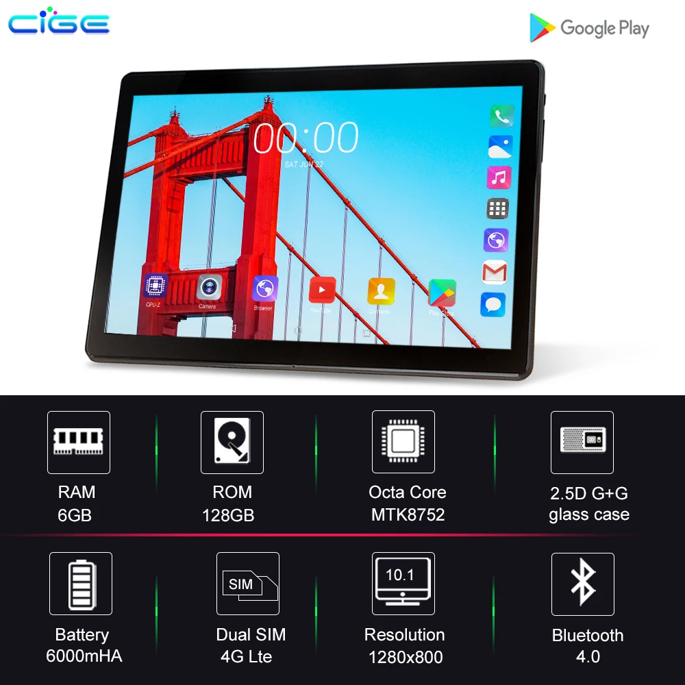 Mx960 дизайн 10,1 дюймов android 9,0 планшетный ПК 6 ГБ и 128 Гб Две sim-карты 1280*800 HD большой экран Двойная камера 8 ядер планшеты