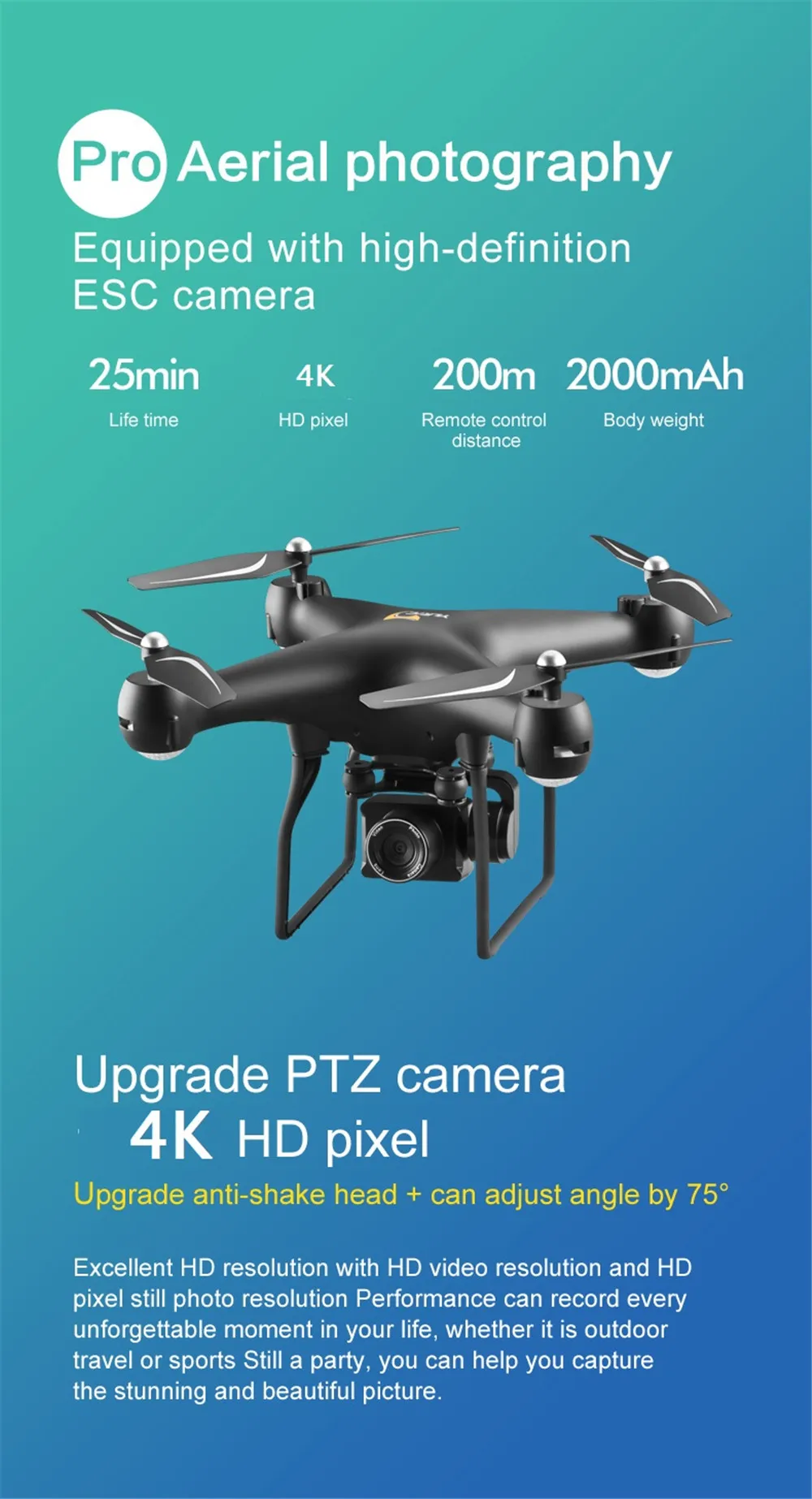 Радиоуправляемый вертолет 4K S32T Дрон камера вращение HD посадка аэрофотосъемка давление воздуха парение ключ Воздух посадка полета Квадрокоптер