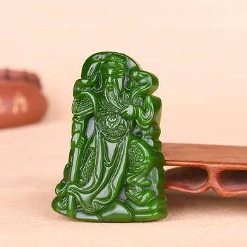 

Natural green hand carved Guanyun Changyu Pendant Jewelry Necklace