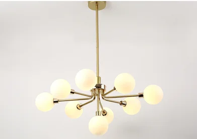 Gold 9 lights 80CM Современное Внутреннее освещение, люстры для дома стеклянный шар абажур подвесной светильник скандинавского дизайна гостиной/кухни лампа 110 В/220 В светодиодный - Цвет абажура: Gold 9 lights 80CM