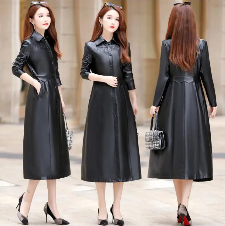 New Plus Size 3XL 4XL X-Long Women's Leather Jacket Autumn Leather Jacket Women Leather Coat Outerwear Female Jacket